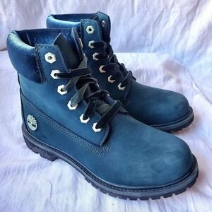 Timberland Women's Premium 6 Inch Suede Waterproof Boots Teal Green Size 7